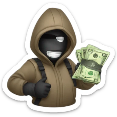 Robber with cartoon money sack sticker