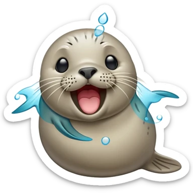 Cinematic Cute Yawning harbour seal Portrait Emoji, Head tilted slightly with a dramatic, wide-open yawn, showcasing a smooth, rounded body with gently drooping features and sleepy, half-closed eyes, Simplified yet irresistibly adorable features, highly detailed, glowing with a soft, cozy maritime glow, high shine, relaxed yet expressive, stylized with a dash of whimsical ocean charm, soft glowing outline, capturing the essence of a drowsy yet affectionate harbour seal that appears ready to stretch out for a nap! sticker
