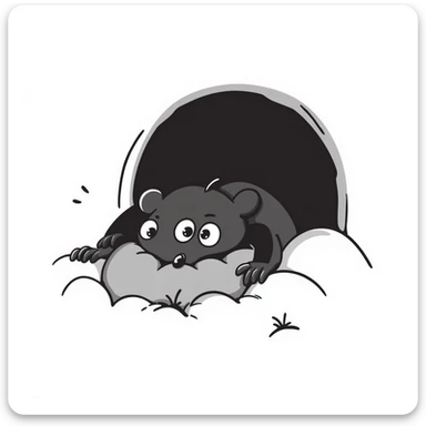a hand drawn doodle of a mole peeking out of the earth sticker