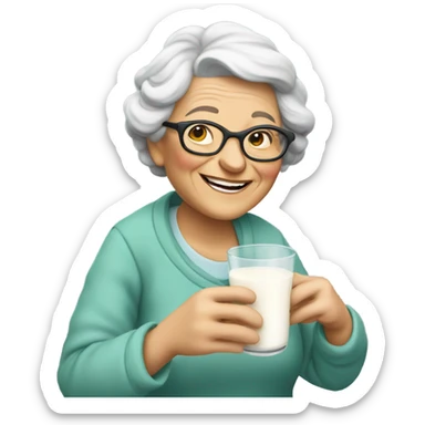 Drinking milk old grandma sticker