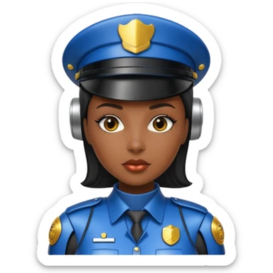 black half robot cop woman sticker