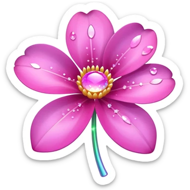 Pink flower sparkling sticker