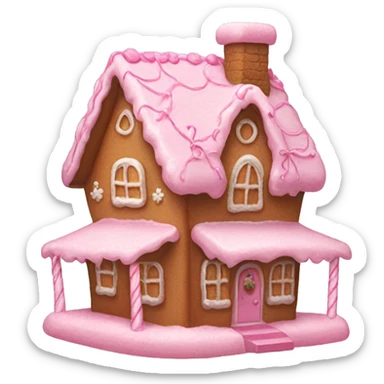 Light pink Gingerbread house with a pink bow  sticker