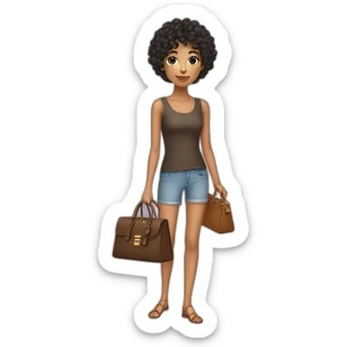 Skinny latino with short curly hair carrying an Hermes Birking bag sticker