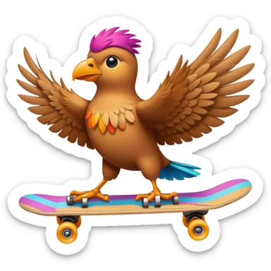 skateboarding bird sticker