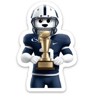 Penn State mascot holding the big 10 championship trophy sticker