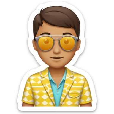 fotographer with yellow patterned summer clothes and sun glasses sticker