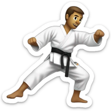 a karate man fly kicking sticker