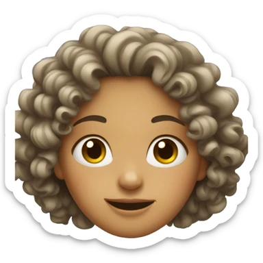 Funny face of a girl with curly hair sticker