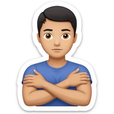 Man strangling  Himself with arms crossed over and grabbing neck tightly sticker