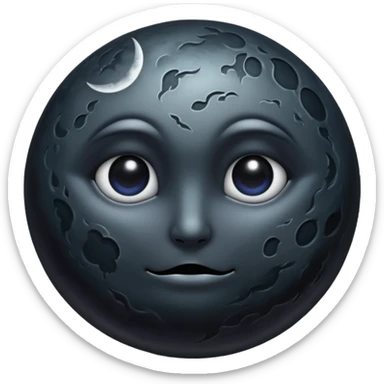 iOS emoji, dark moon, silver outline, mystical symbols, dark fantasy, smooth textureiOS emoji, dark moon, silver outline, mystical symbols, dark fantasy, smooth texture sticker