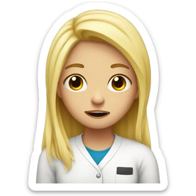 Blond girl crying after her exam sticker