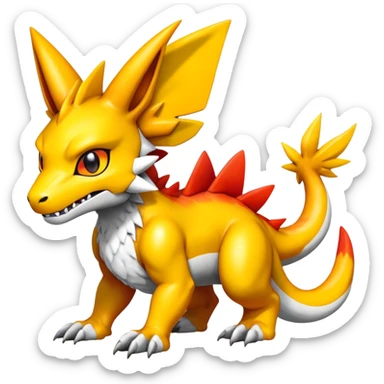 Cute Shiny Agumon-Greymon-Renamon-Fakémon-hybrid-creature (full body)  sticker