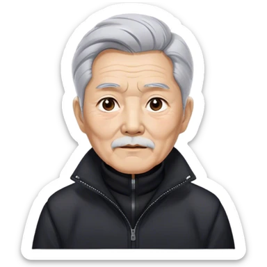 Grey haired Kim il sung wearing black on mt paektu sticker