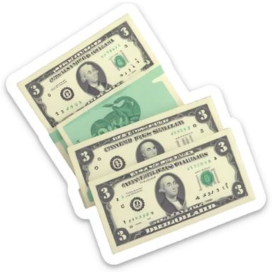 three dollar bills sticker