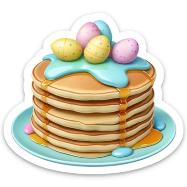 Easter Pancakes with pastel colorful syrup sticker