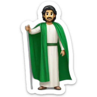 saudi man he is raising the flag of Saudi Arabia sticker