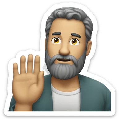 A bearded man thinking with his hand near its face sticker