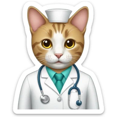 cat wearing doctors uniform sticker