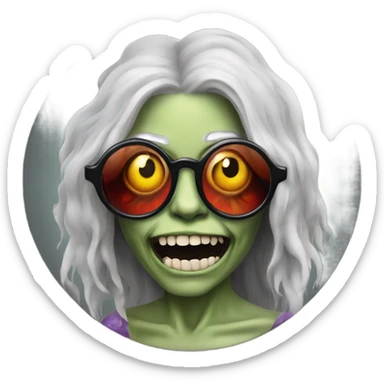  janis joplin zombie on circle glasses dancing sticker