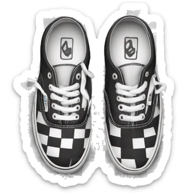 Checkered vans shoes black and white sticker