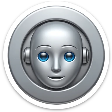 A minimalistic 3D icon representing a tech solution sticker