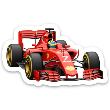 emoji de análise de F1 mostrando um gráfico de desempenho e um carro de corrida sticker