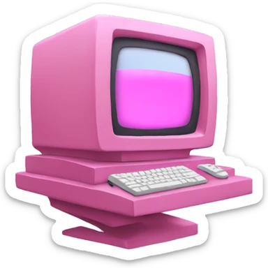 Pink computer flying sticker