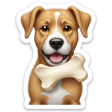 dog with a bone in its mouth sticker