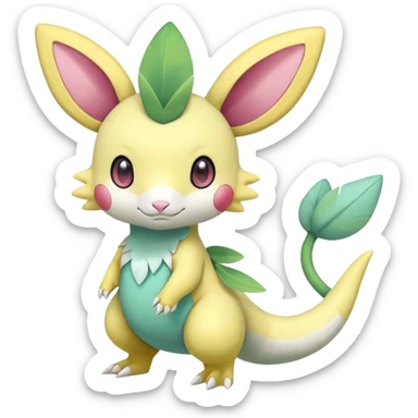 Cute Pastel Sunny Warm Hot Leavanny-Gallade-Ampharos-Inteleon-Nidoqueen-Fakémon-Pokémon-hybrid-fusion-creature, full body sticker