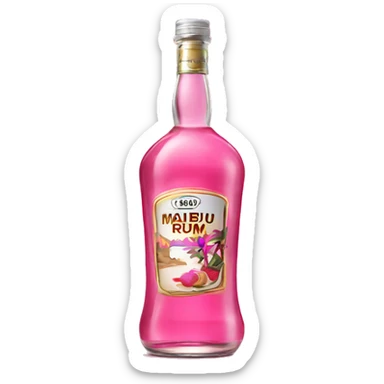 Realistic pink Malibu rum bottle isolated   sticker