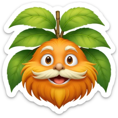 orange lorax character with yellow mustache who speaks for the trees sticker