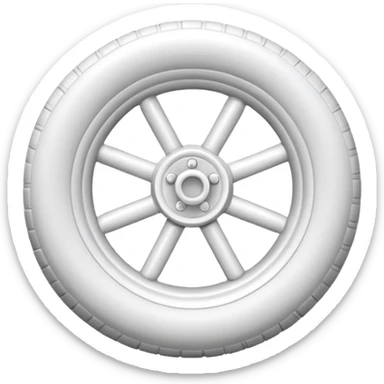 Isometric view of airplane landing gear in emoji style — one inflated, puffy wheel with a strut, soft 3D look, rounded shapes, clean and cartoon-like sticker