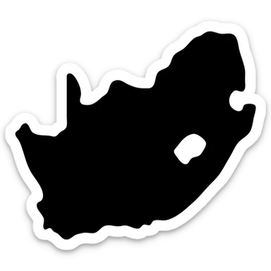 Transform the map of South Africa into a solid filled white icon with a transparent background. sticker