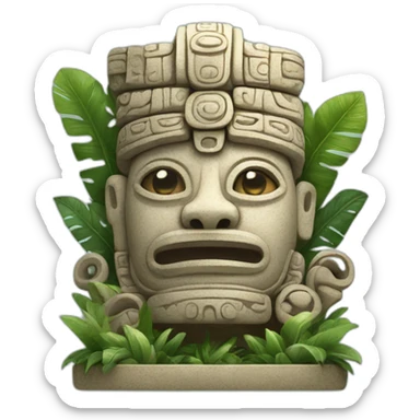 Mayan sculpture with depictions of animals and plants sticker