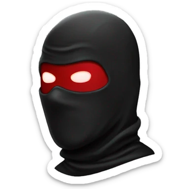white superhero with balaclava, everything black, with red glowing laser eyes sticker