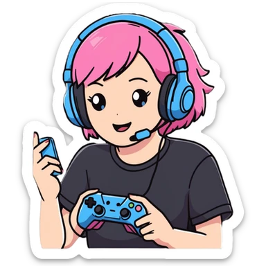 Pink Girlie gamer relaxation snack time  sticker