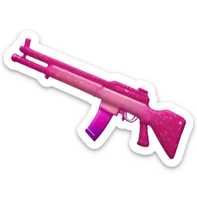 Pink ombre rifle with glitter and hearts  sticker