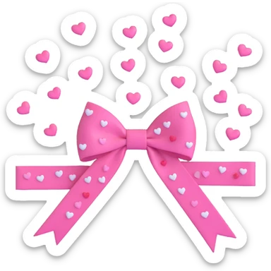 pink bow with tiny heart confetti accents sticker