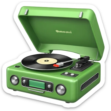 green record player sticker