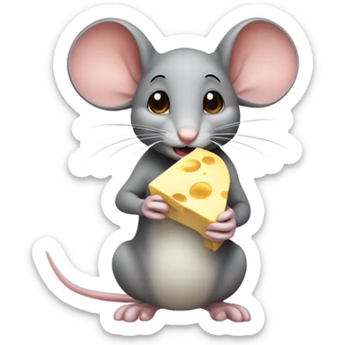 Mouse eating cheese sticker
