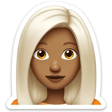 A girl has white skin, orange and straight hair. Also her eyes are brown  sticker