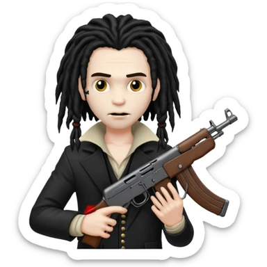 A black vampire with dreads holding a ak 47 sticker
