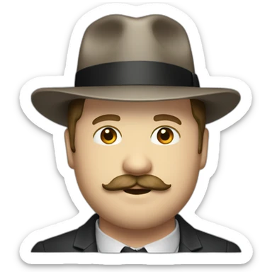 Paul Walter Hauser fedora suit mustache sticker