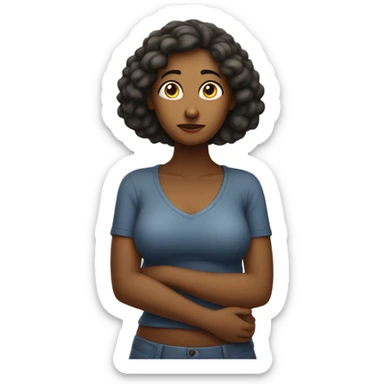 Woman holding her stomach sticker