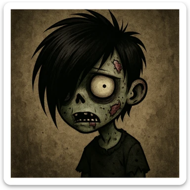 boy zombie with emo hair, style 8 sticker