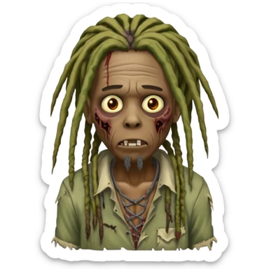 African American zombie with dreads sticker