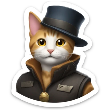 Cat with hat playing valorant sticker