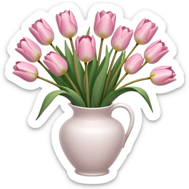 Light pink tulips in white vase sticker
