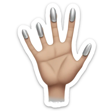 Hand with 5 fingers and sharp, silver nails sticker
